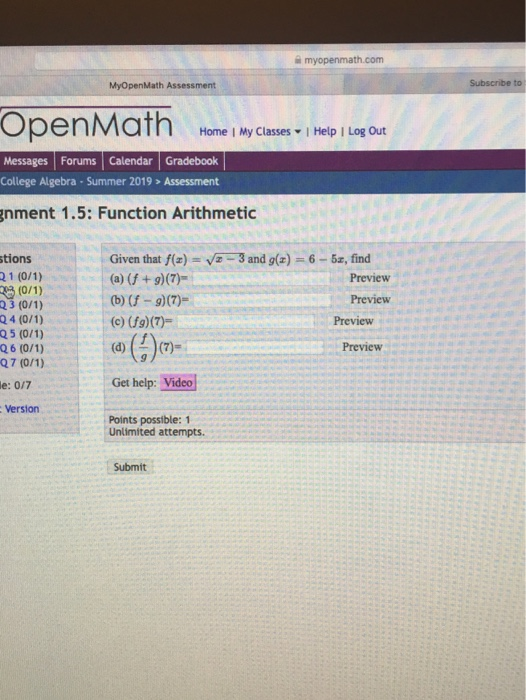 Solved A Myopenmath.com Subscribe To MyOpenMath Assessment | Chegg.com