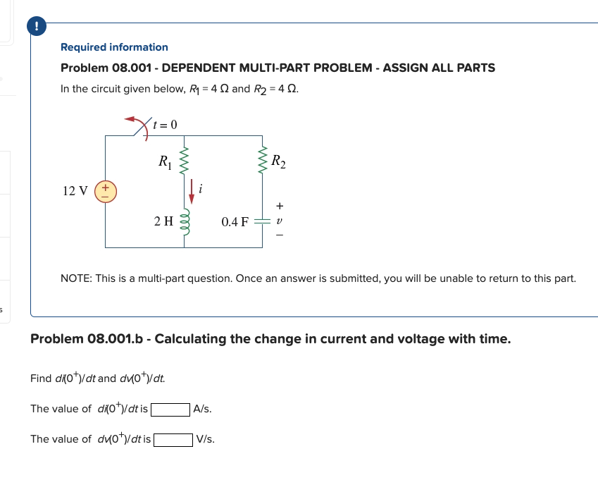 Solved ! Required Information Problem 08.001 - DEPENDENT | Chegg.com