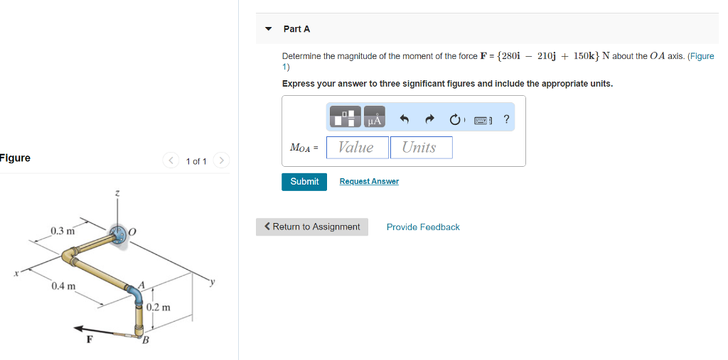 Solved Part A Determine the magnitude of the moment of the | Chegg.com