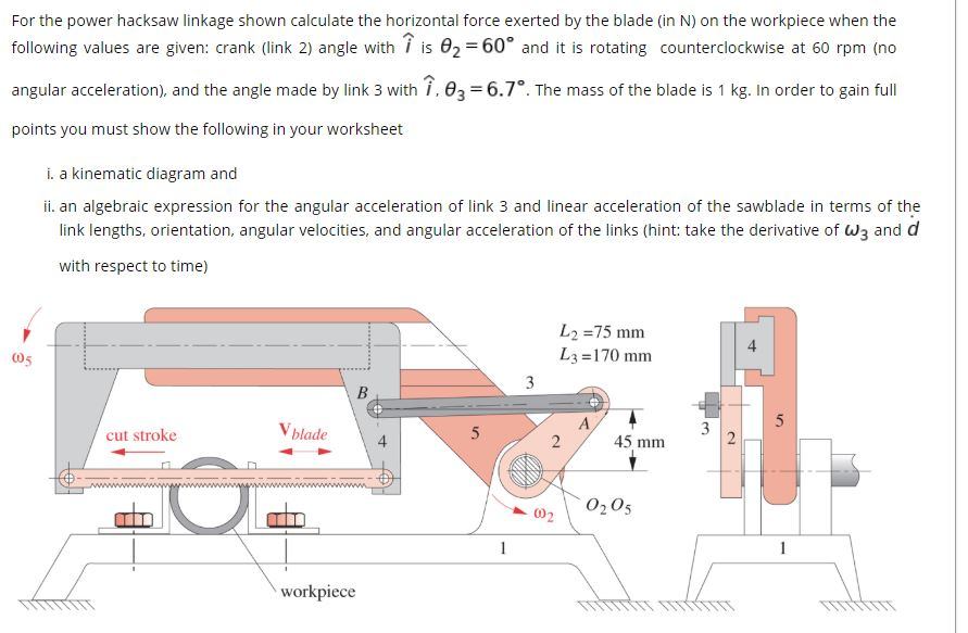 Solved For the power hacksaw linkage shown calculate the