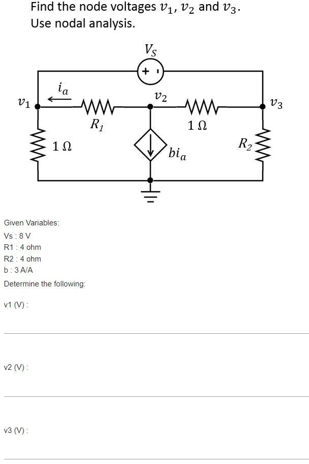 Solved Find The Node Voltages V1, V2 And V3. Use Nodal | Chegg.com