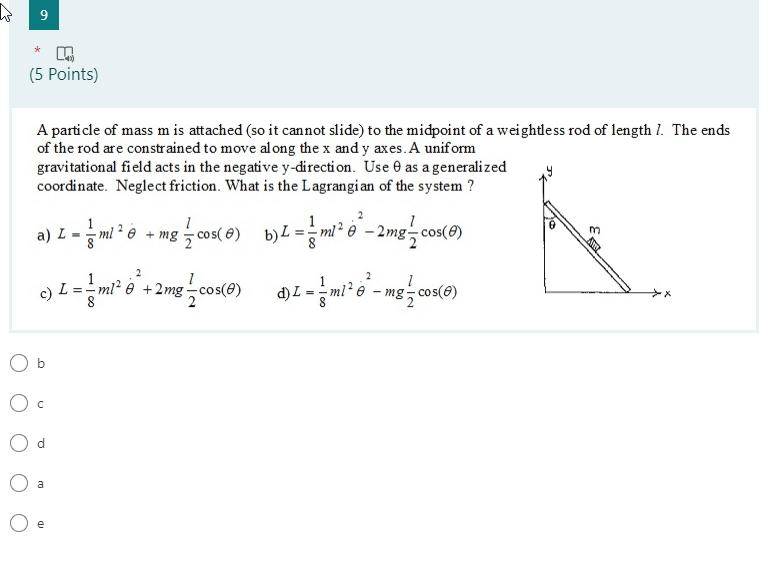 Solved 15 9 (5 Points) A particle of mass m is attached (so | Chegg.com