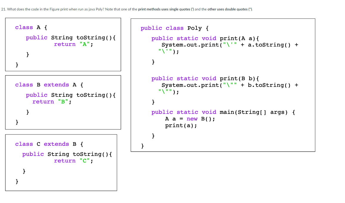 Solved 21. What does the code in the Figure print when run