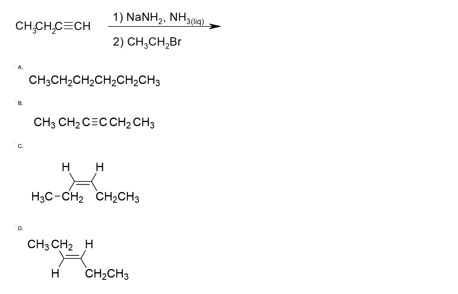 Solved 1) NaNH, NH, , NH3(lig) CHẠCH CECH 2) CH2CHBr A. | Chegg.com