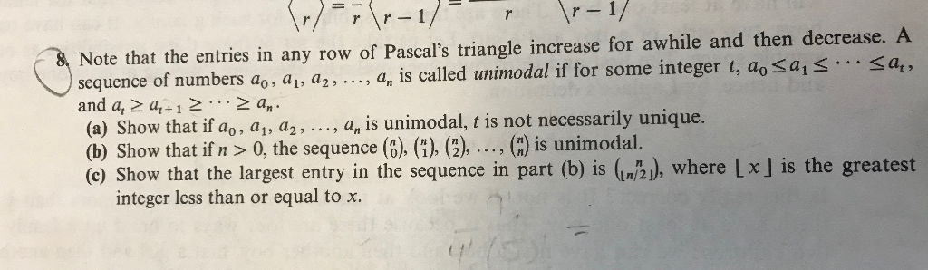 Solved Note that the entries in any row of Pascal's triangle | Chegg.com