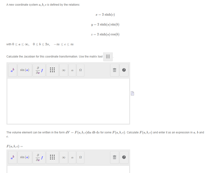 Solved A new coordinate system a,b,c is defined by | Chegg.com