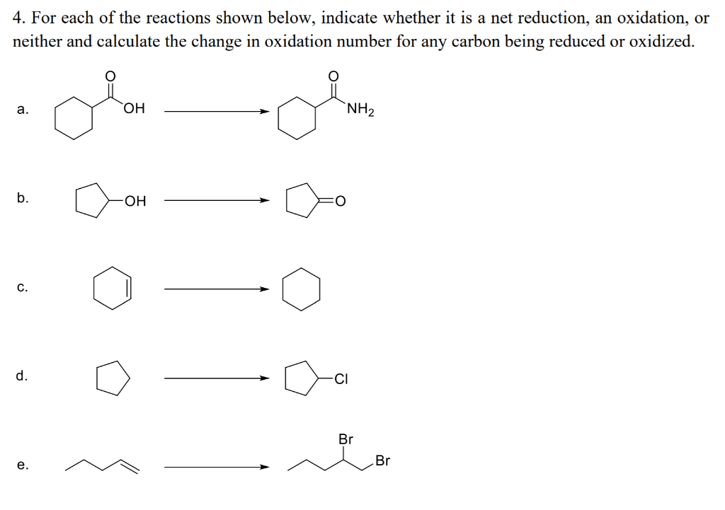 Solved 4. For each of the reactions shown below, indicate