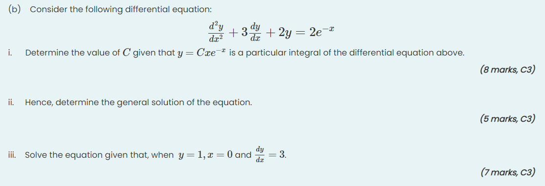 Solved (b) Consider The Following Differential Equation: Dạy | Chegg.com