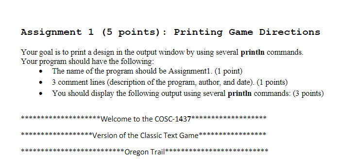 Solved Assignment 1 (5 points): Printing Game Directions | Chegg.com