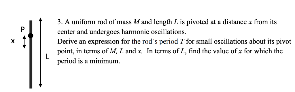 Solved 3. A uniform rod of mass M and length L is pivoted at | Chegg.com