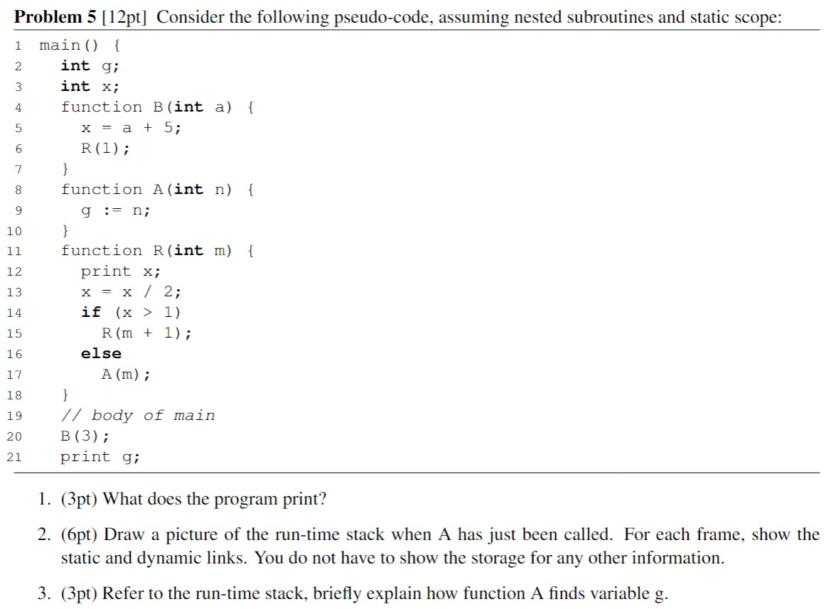 (Solved) : Problem 5 12pt Consider Following Pseudo Code Assuming ...