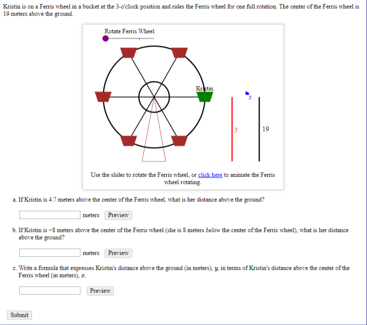 Solved Kristin Is On A Ferris Wheel In A Bucket At The | Chegg.com