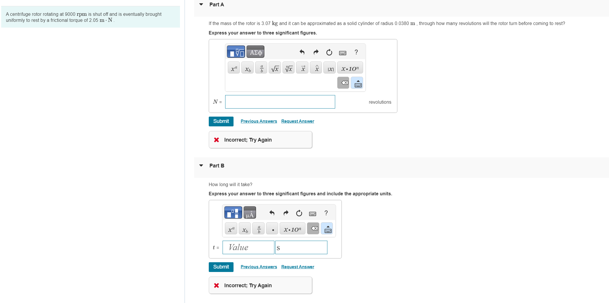 Solved A centrifuge rotor rotating at 9000 rpm is shut off