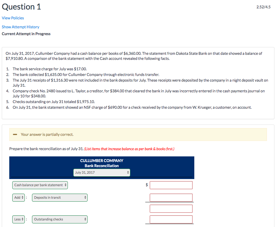 Question 1 2 52 4 5 View Policies Show Attempt Chegg 
