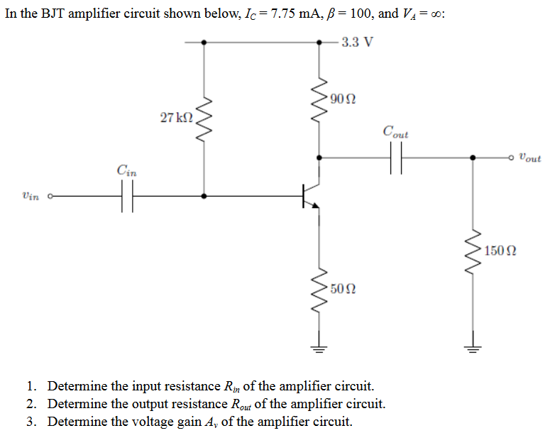 Solved In The BJT Amplifier Circuit Shown Below, IC = 7.75 | Chegg.com