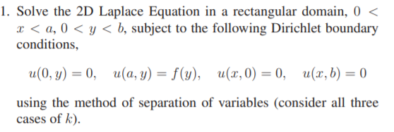 Solved 1. Solve the 2D Laplace Equation in a rectangular | Chegg.com