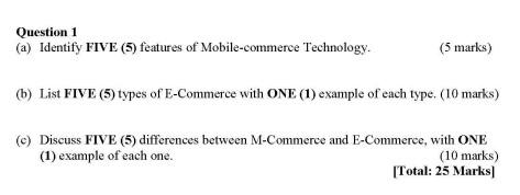 Solved Question 1 (a) Identify FIVE (5) features of | Chegg.com