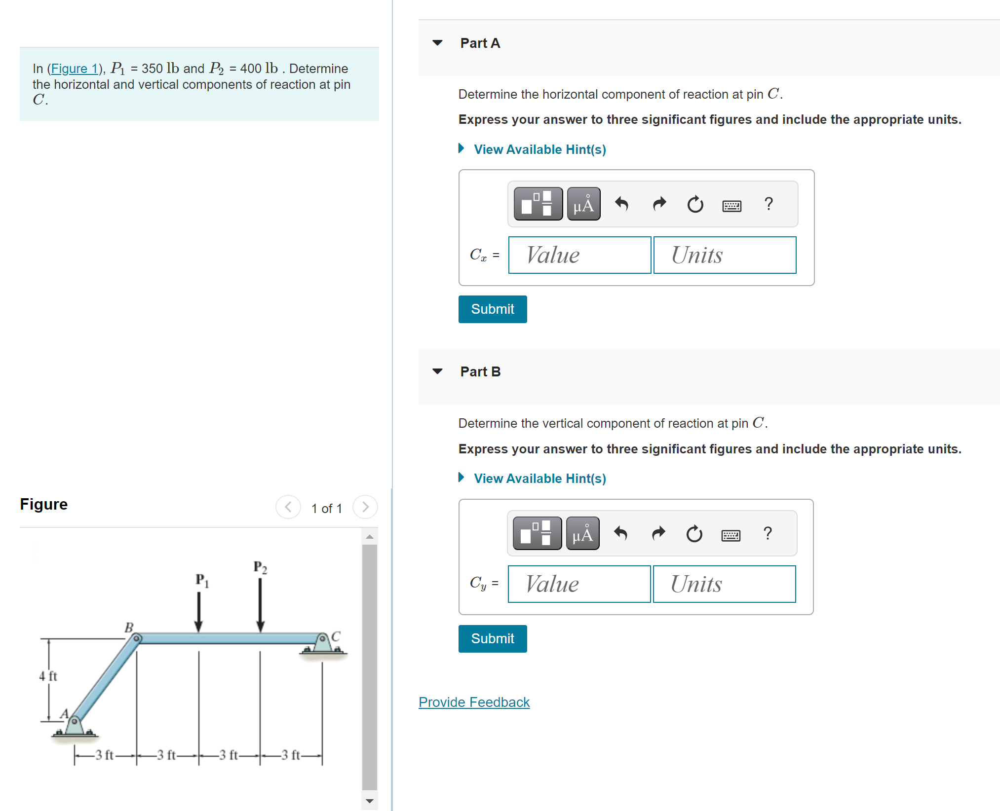 Solved In (Figure 1), P1=350lb and P2=400lb. Determine the | Chegg.com