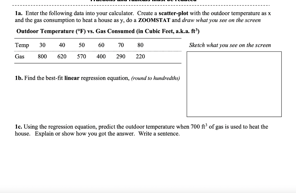 Solved 1a. Enter the following data into your calculator. | Chegg.com