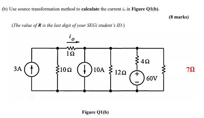 Solved (b) Use Source Transformation Method To Calculate The | Chegg.com