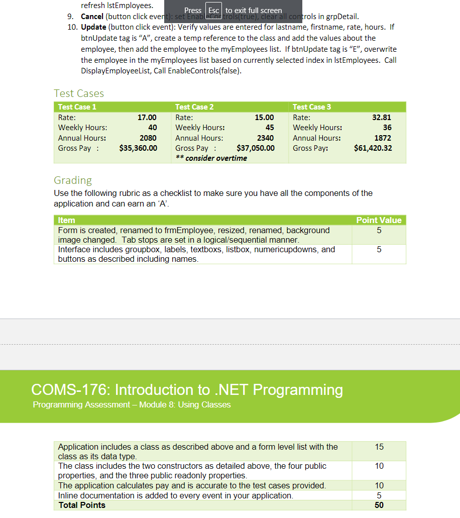 Solved Programming Assessment - Module 8: Using Classes | Chegg.com
