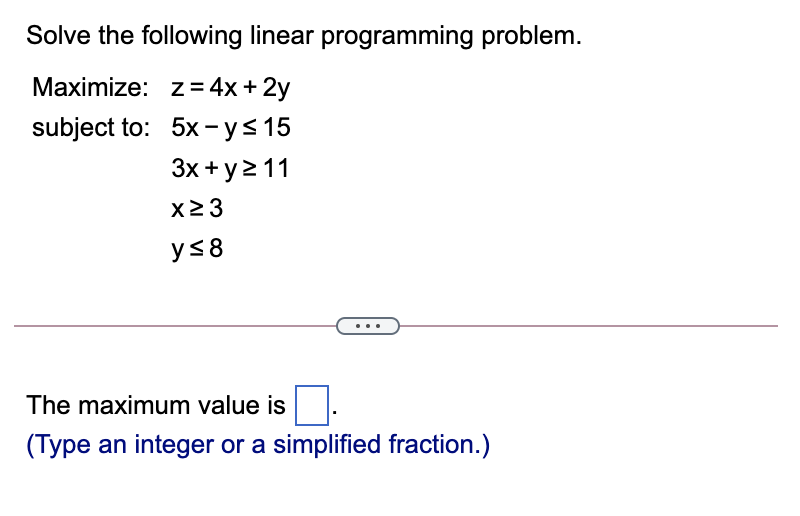 Solved Solve the following linear programming problem. | Chegg.com