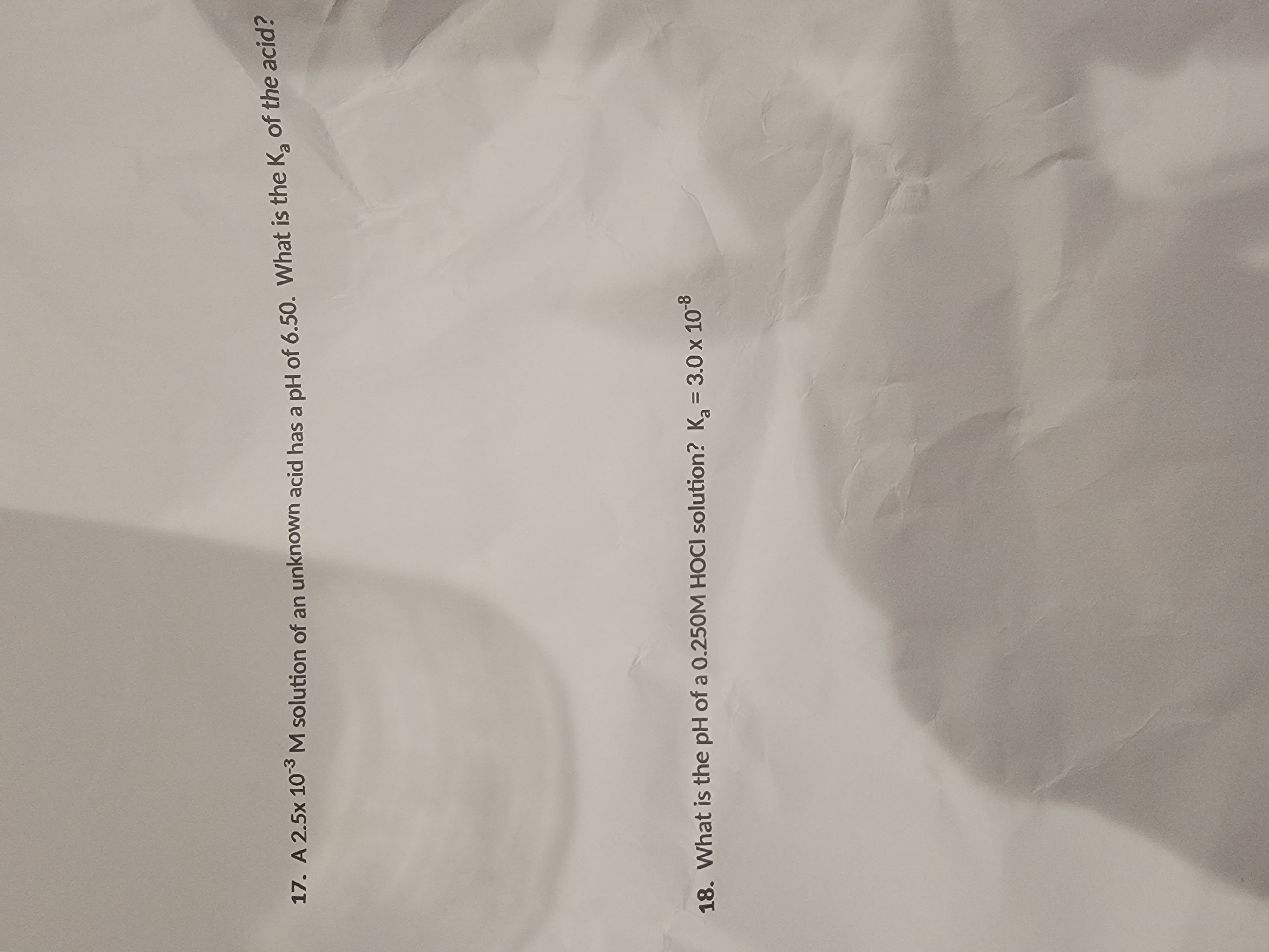Solved A 2.5 xx10^(-3)M solution of an unknown acid has a pH | Chegg.com