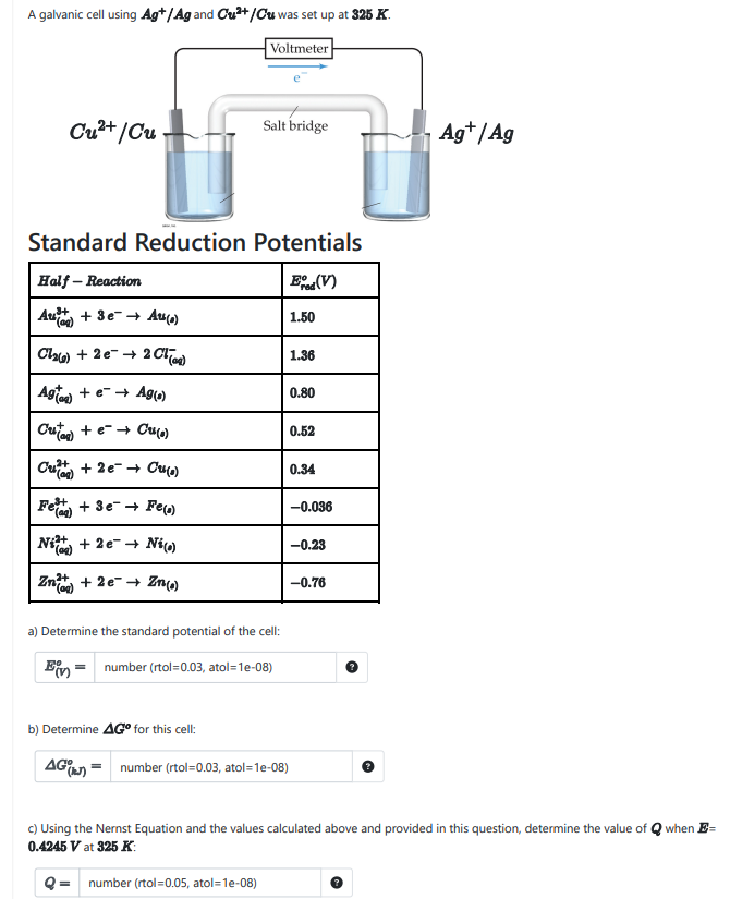 Solved Standard Reduction Potentials A) Determine The | Chegg.com