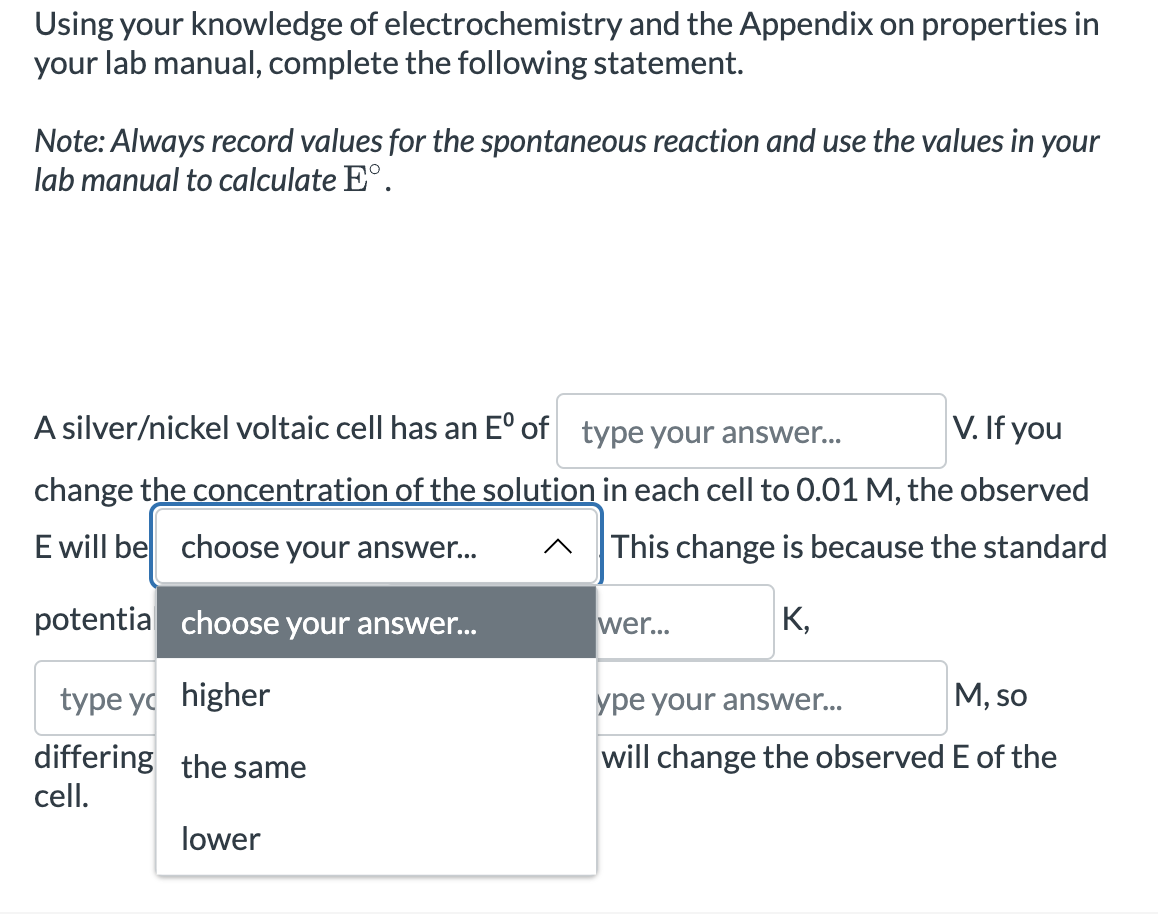 Solved Using your knowledge of electrochemistry and the | Chegg.com