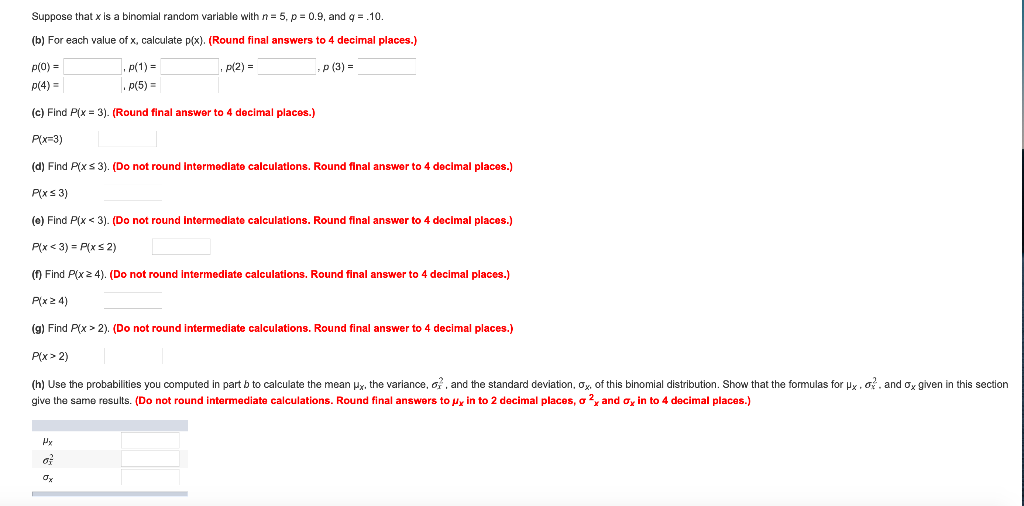 Solved Suppose That X Is A Binomial Random Variable With Chegg Com