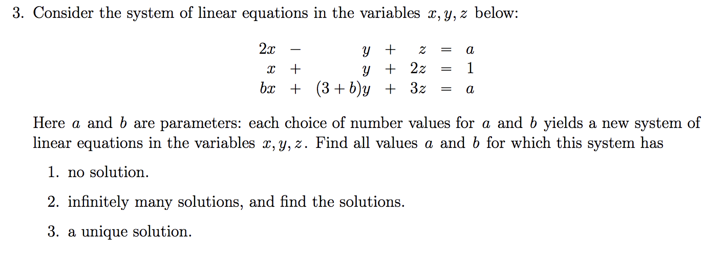 Solved 3. Consider The System Of Linear Equations In The | Chegg.com