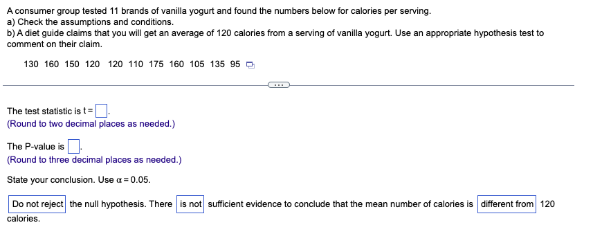 Solved A consumer group tested 11 brands of vanilla yogurt | Chegg.com