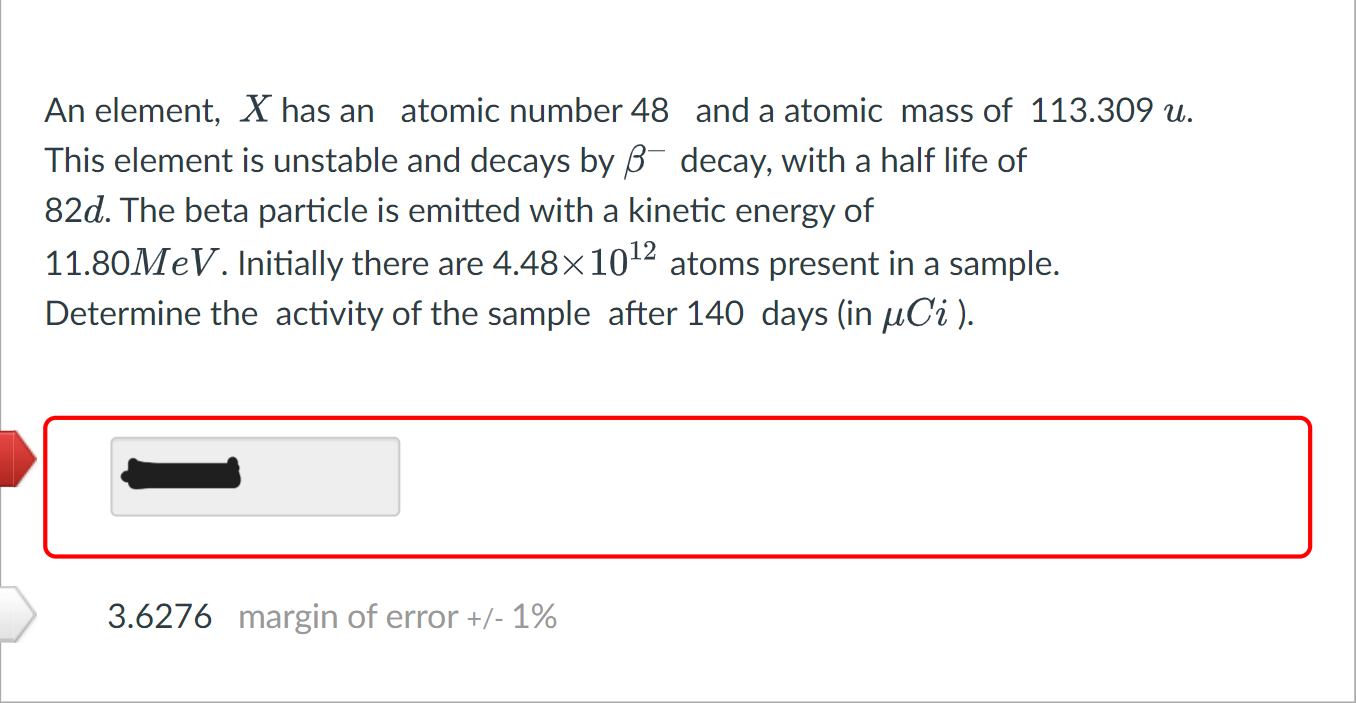 Solved An element, X has an atomic number 48 and a atomic | Chegg.com