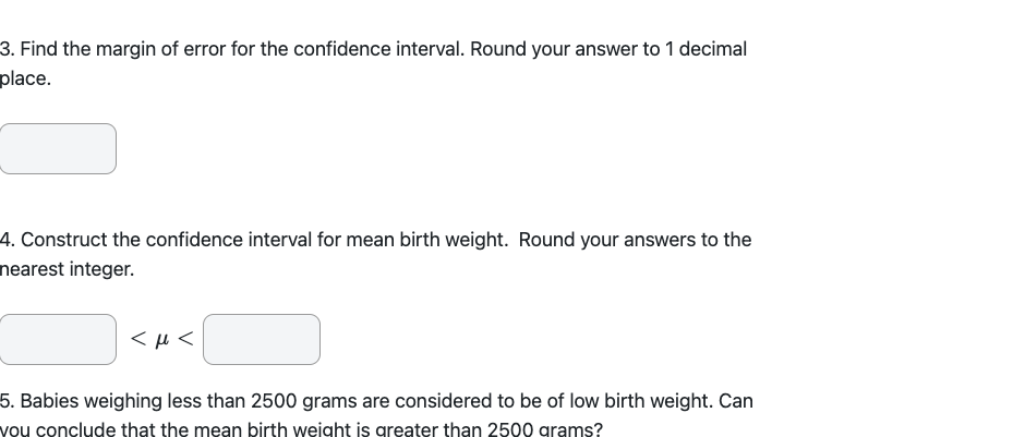 Solved The table below contains the birth weights in grams | Chegg.com