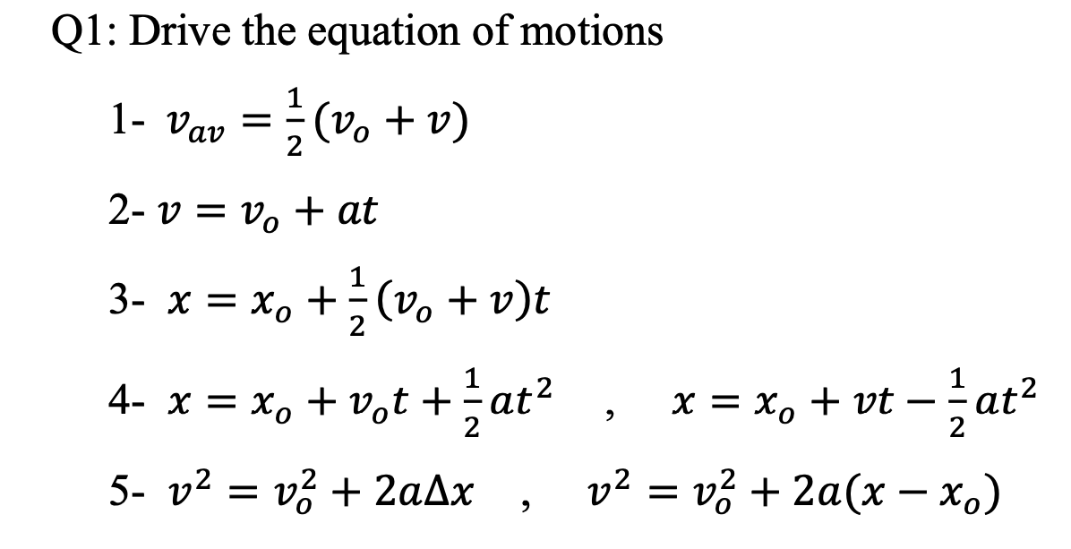 Solved Q1: Drive the equation of motions 1- Vav = }(v. + v) | Chegg.com