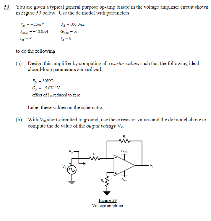 Solved 59. You are given a typical general purpose op-amp | Chegg.com