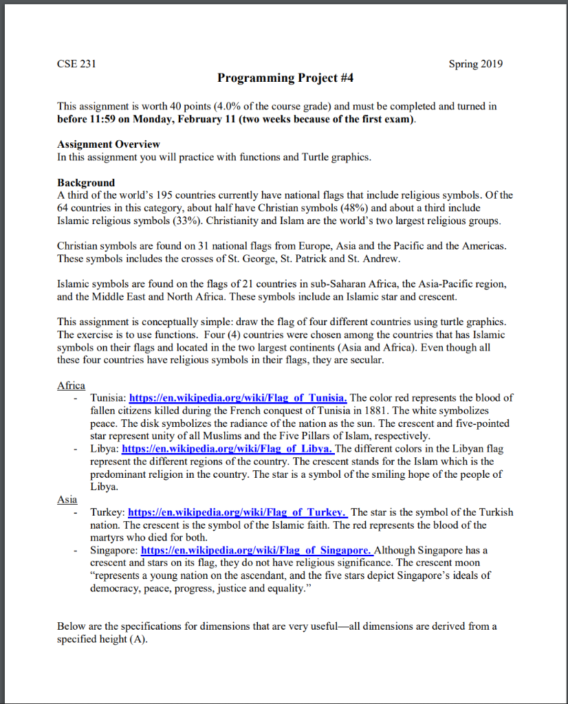 CSE 231 Spring 2019 Programming Project #4 This | Chegg.com
