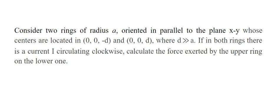 Solved Consider two rings of radius a, oriented in parallel | Chegg.com