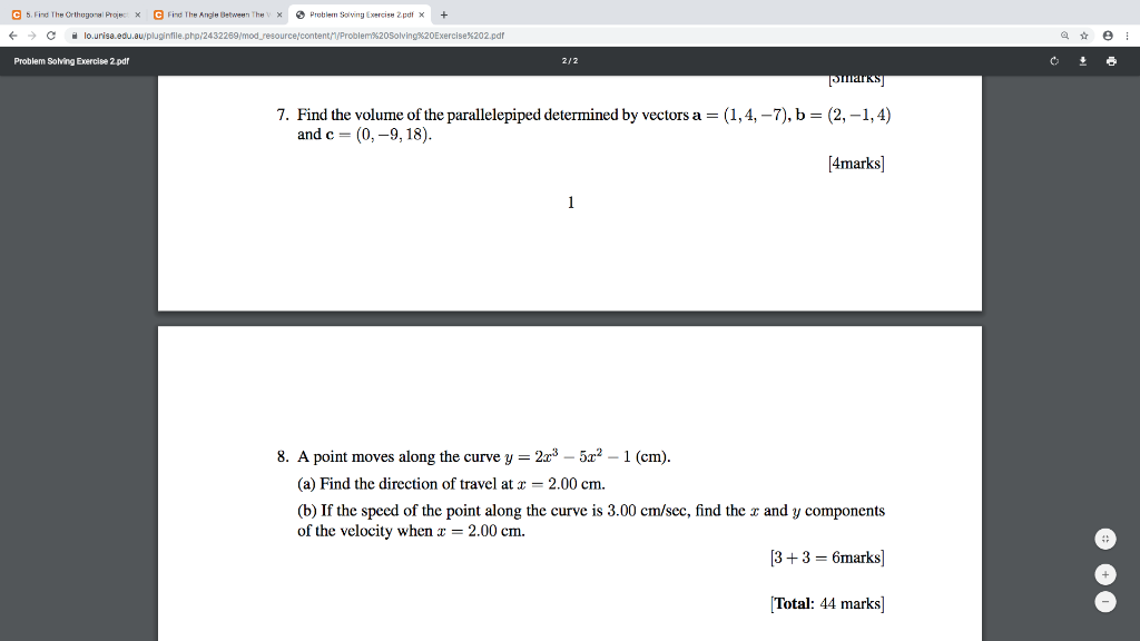 Solved Find The Volume Of The Parallelepiped Determined By | Chegg.com