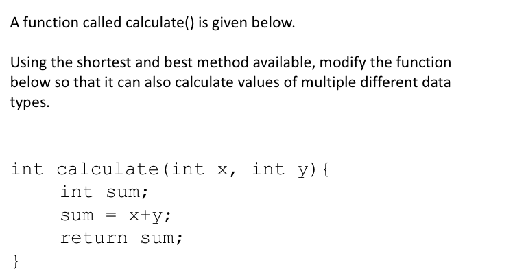 Solved A function called calculate() is given below. Using | Chegg.com