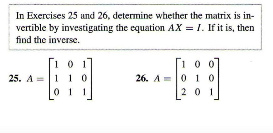 Solved In Exercises 25 and 26, determine whether the matrix | Chegg.com