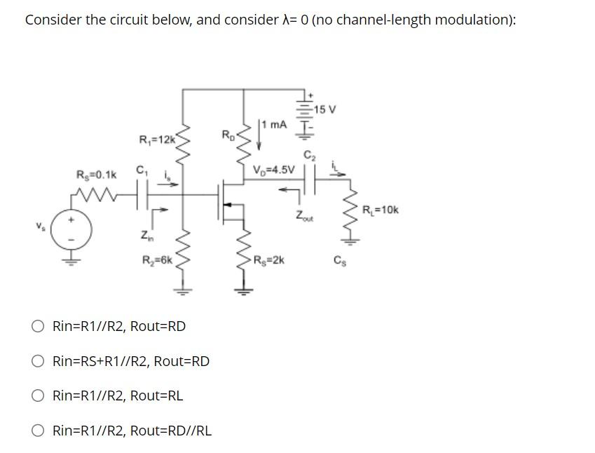Solved Consider the circuit below, and consider λ=0 (no | Chegg.com