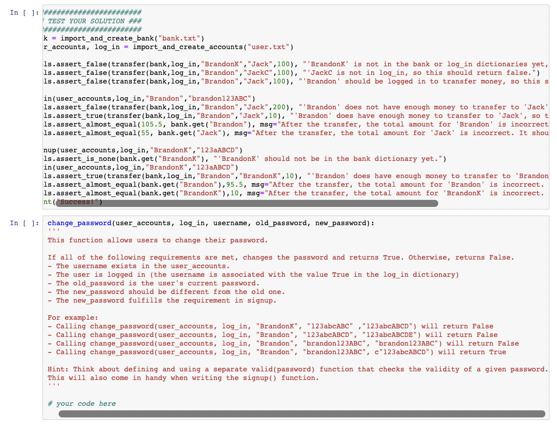 programming assignment homework 4 online banking system