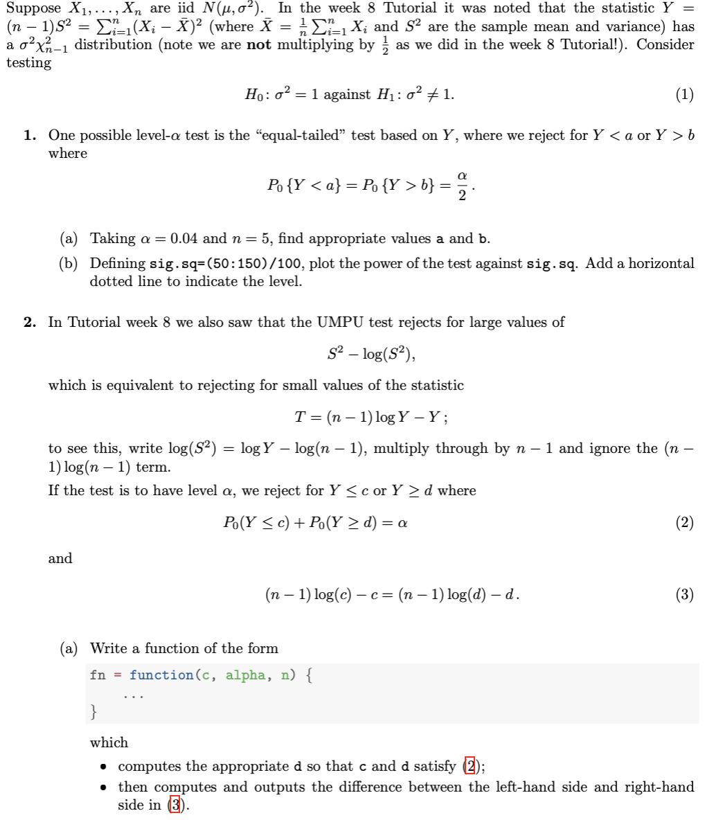 Solved Suppose X1,…,Xn are iid N(μ,σ2). In the week 8 | Chegg.com