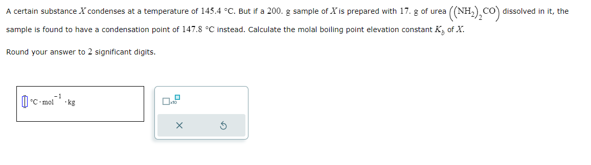 Solved A certain substance \\( X \\) condenses at a | Chegg.com