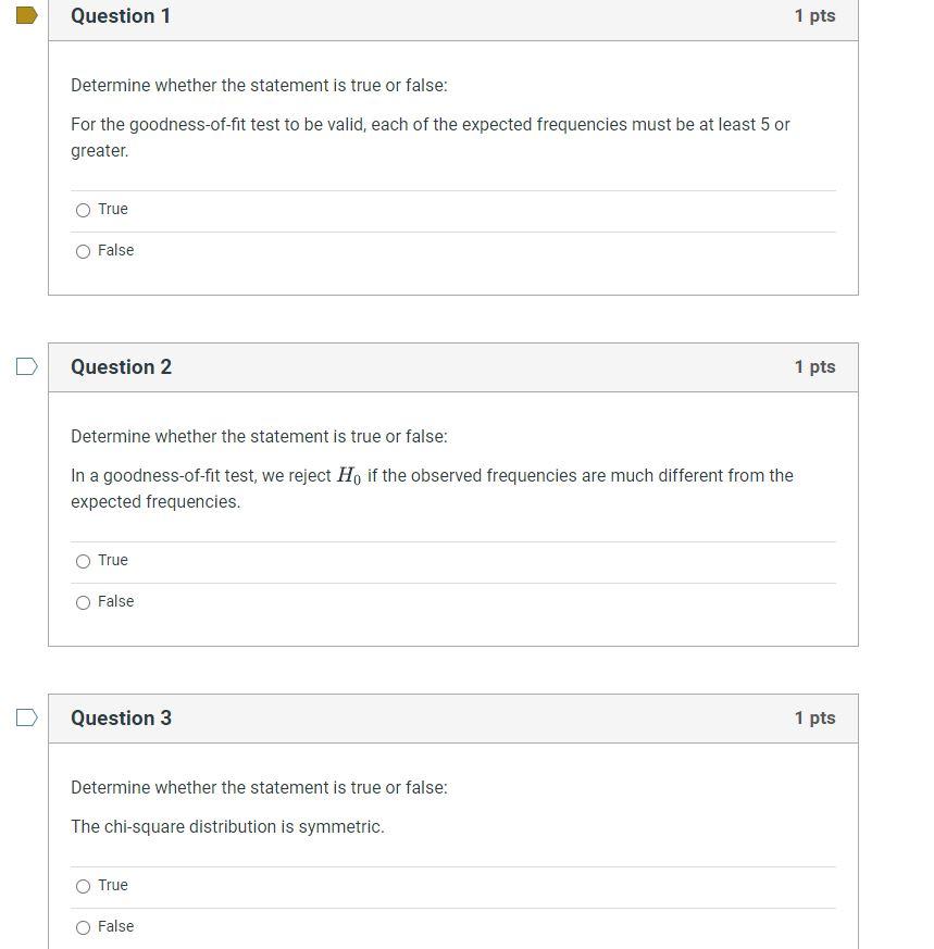 Solved Question 1 1 pts Determine whether the statement is | Chegg.com