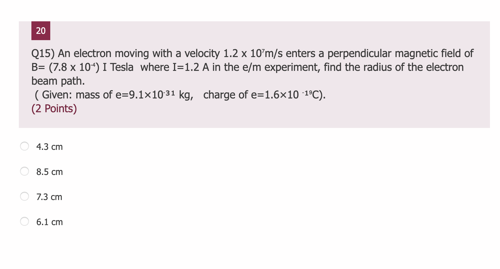 Solved 20 Q15) An electron moving with a velocity 1.2 x | Chegg.com