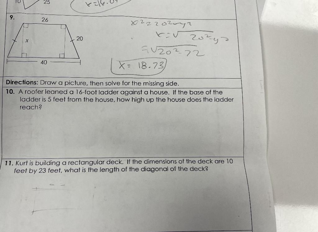 Solved Directions: Draw a picture, then solve for the | Chegg.com