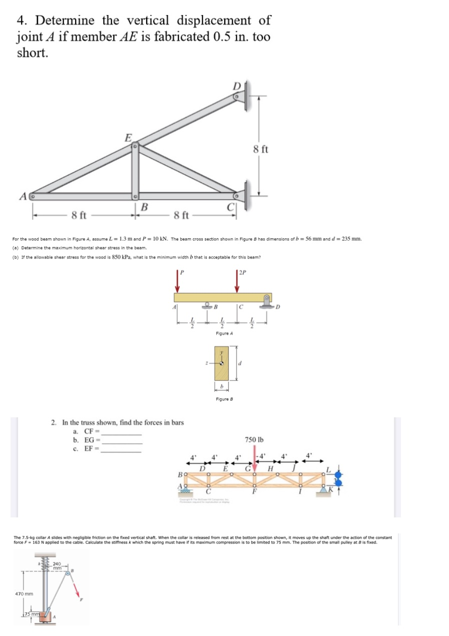Solved 4. Determine the vertical displacement of joint A if | Chegg.com