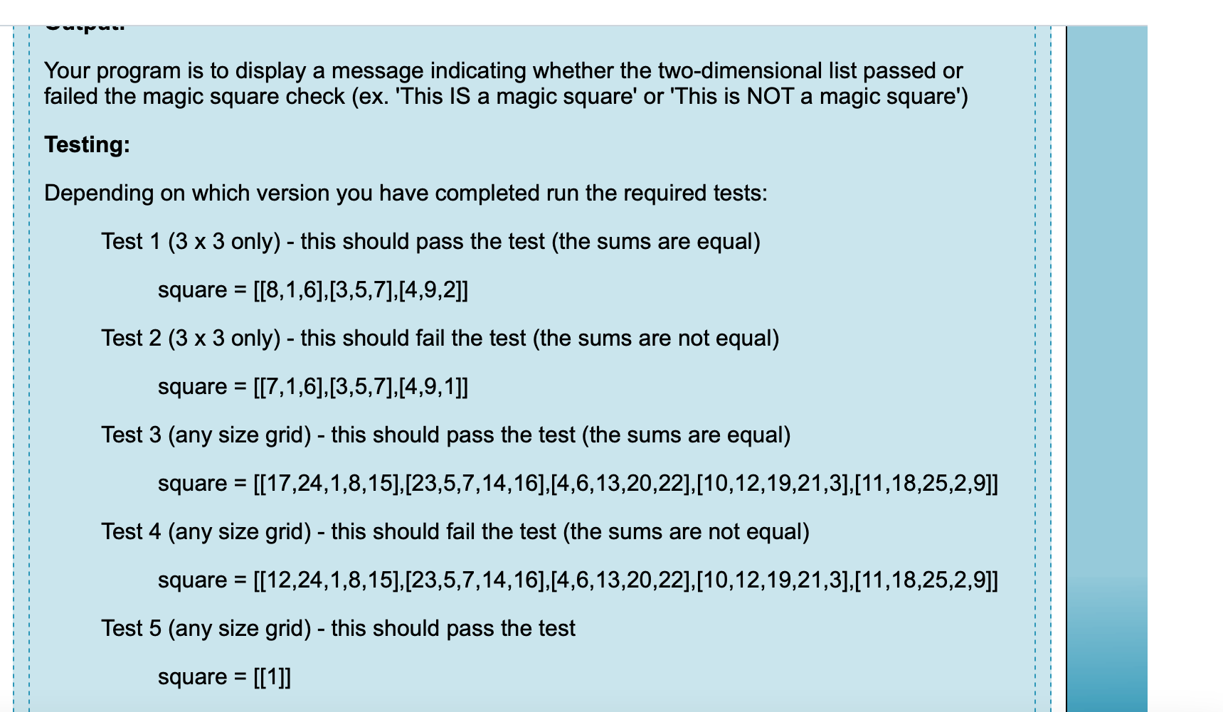 Solved You are to create a program that checks if a square | Chegg.com